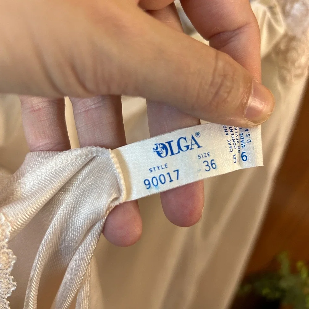Vintage OLGA Lace Trim Slip Chemise Babydoll Nightgown‎ Lingerie Womens M
